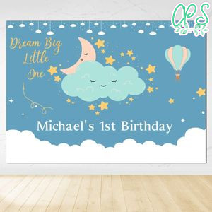 Dream Big Little One Birthday Backdrop Digital File Template Instant Download