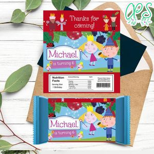 Ben and holly's little kingdom Candy bar Label Customizable Template Instant Download