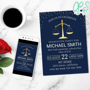 Lawyer Degree Mobile Invite Customizable Template Instant Download