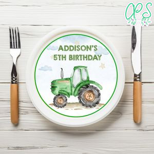 Tractor Birthday Plate Template Customizable To Print At Home Instant Download