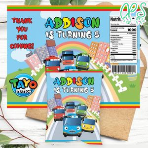 Tayo Birthday Party Chip Bag Digital File Printable Instant Download