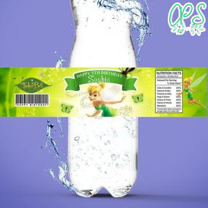 Tinkerbell Birthday Water Bottle Label Template to Print at Home Instant Download