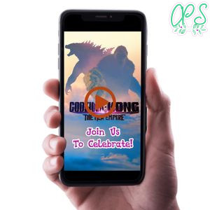 Godzilla Kong New Empire Birthday Video Invitation Digital Template Customizable Instant Download