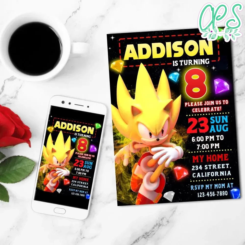 Super sonic Invitation Customizable Template DIY CustomPartyShirts Studio