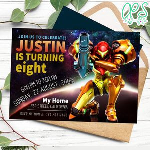 Super Metroid Invitation Customizable Template to Print at Home Instant Download