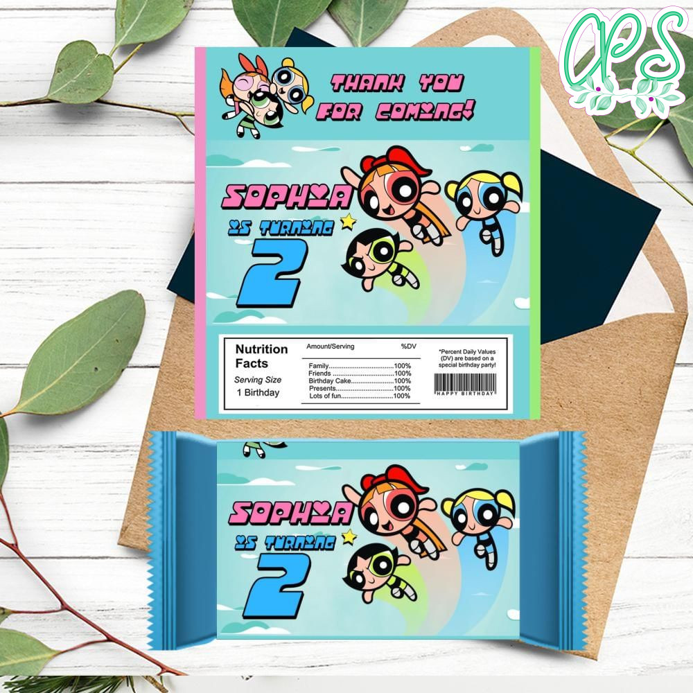 Powerpuff Candy bar Label Customizable Template DIY CustomPartyShirts