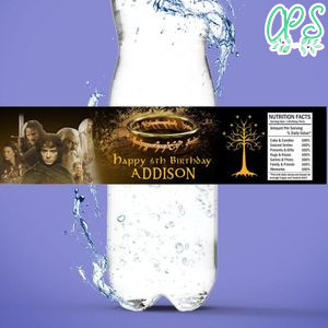 Lord of the rings Bottle Label Birthday Water Bottle Label Template to Print at Home Instant Download