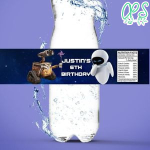 Wall e Birthday Water Bottle Label Template to Print at Home Instant Download