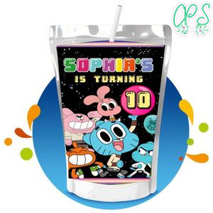 Gumball Capri Sun Birthday Labels Digital File Printable Instant Download