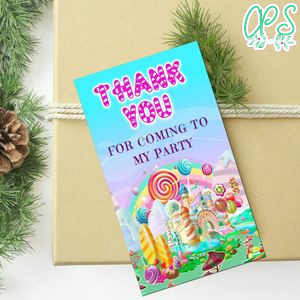 Candyland Birthday Thank You Tag Customizable Template To Print At Home Instant Download
