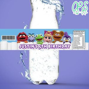 Muppet Babies Bottle Label Birthday Water Bottle Label Template to Print at Home Instant Download