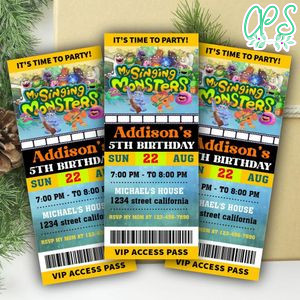 My Singing Monsters Ticket Invitation Customizable Template Instant Download
