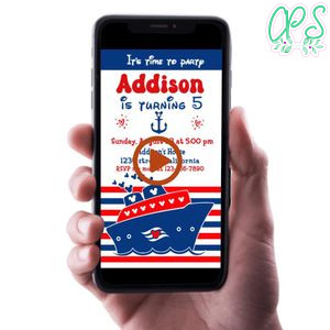 Disney Cruise Birthday Video Invitation Digital Template Customizable Instant Download