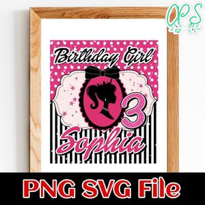 Princess Barbie Happy Birthday PNG file template