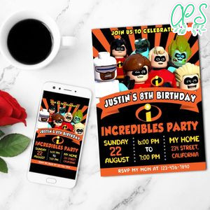 Incredibles Lego Invitation Customizable Template to Print at Home Instant Download