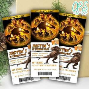 Jurassic World Dominion Ticket Invitation Customizable Template Instant Download