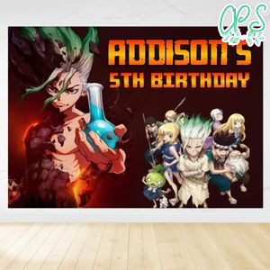 Dr. Stone Birthday Backdrop Digital File Template Instant Download