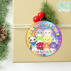 Squishmallow Circle Sticker Template Customizable to Print at Home Instant Download