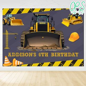Bulldozer Birthday Backdrop Digital File Template Instant Download