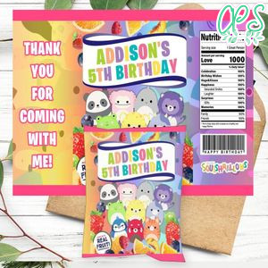 Squishmallow Birthday Party Fruit Snack Bag Digital File Printable Instant Download