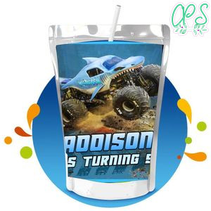 Megalodon monster Capri Sun Birthday Labels Digital File Printable Instant Download