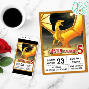 Wings of Fire Sunny Invitation Customizable Template to Print at Home Instant Download