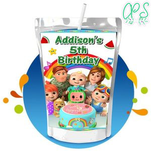 Cocomelon White Theme Capri Sun Birthday Label Digital File Printable Instant Download