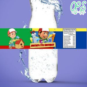 Handy Manny Birthday Water Bottle Label Template to Print at Home Instant Download