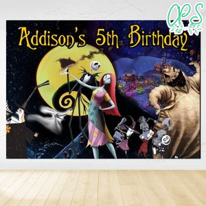Nightmare Before Christmas Birthday Backdrop Digital File Template Instant Download