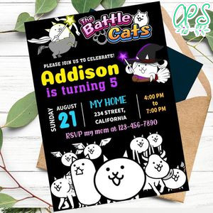 The Battle cats Invitation Customizable Template to Print at Home Instant Download