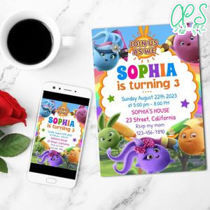 Sunny Bunnies Mobile Invite Customizable Template Instant Download