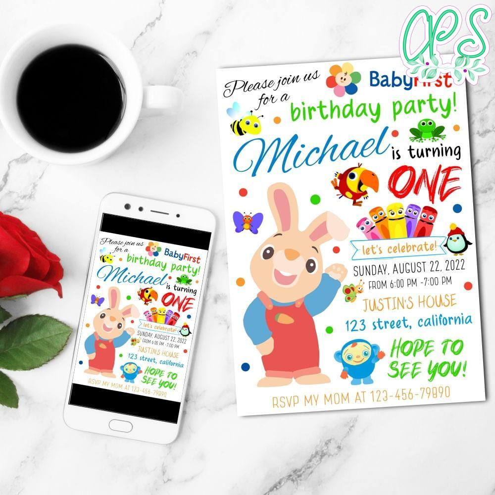 Baby First Tv Mobile Invite Customizable Template Instant Download