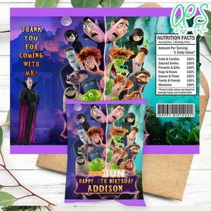 Hotel Transylvania 4 Birthday Honey Buns Snack Bag Label Customizable Instant Download