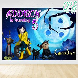 Coraline Birthday Backdrop Digital File Template Instant Download