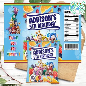 Oddbods Birthday Party Fruit Snack Bag Digital File Printable Instant Download