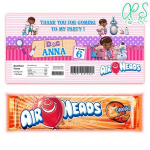 Doc McStuffins Airhead Candy Wrapper Template Printable Instant Download