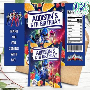 Power Rangers Birthday Party Fruit Snack Bag Digital File Printable Instant Download