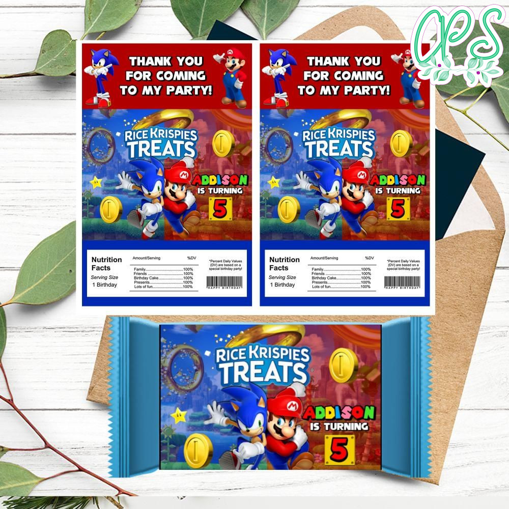 Sonic Mario Rice Krispies Treats Template Printable | CustomPartyShirts