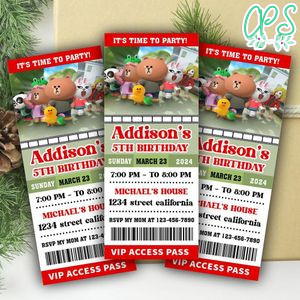 Brown And Friends Ticket Invitation Customizable Template Instant Download