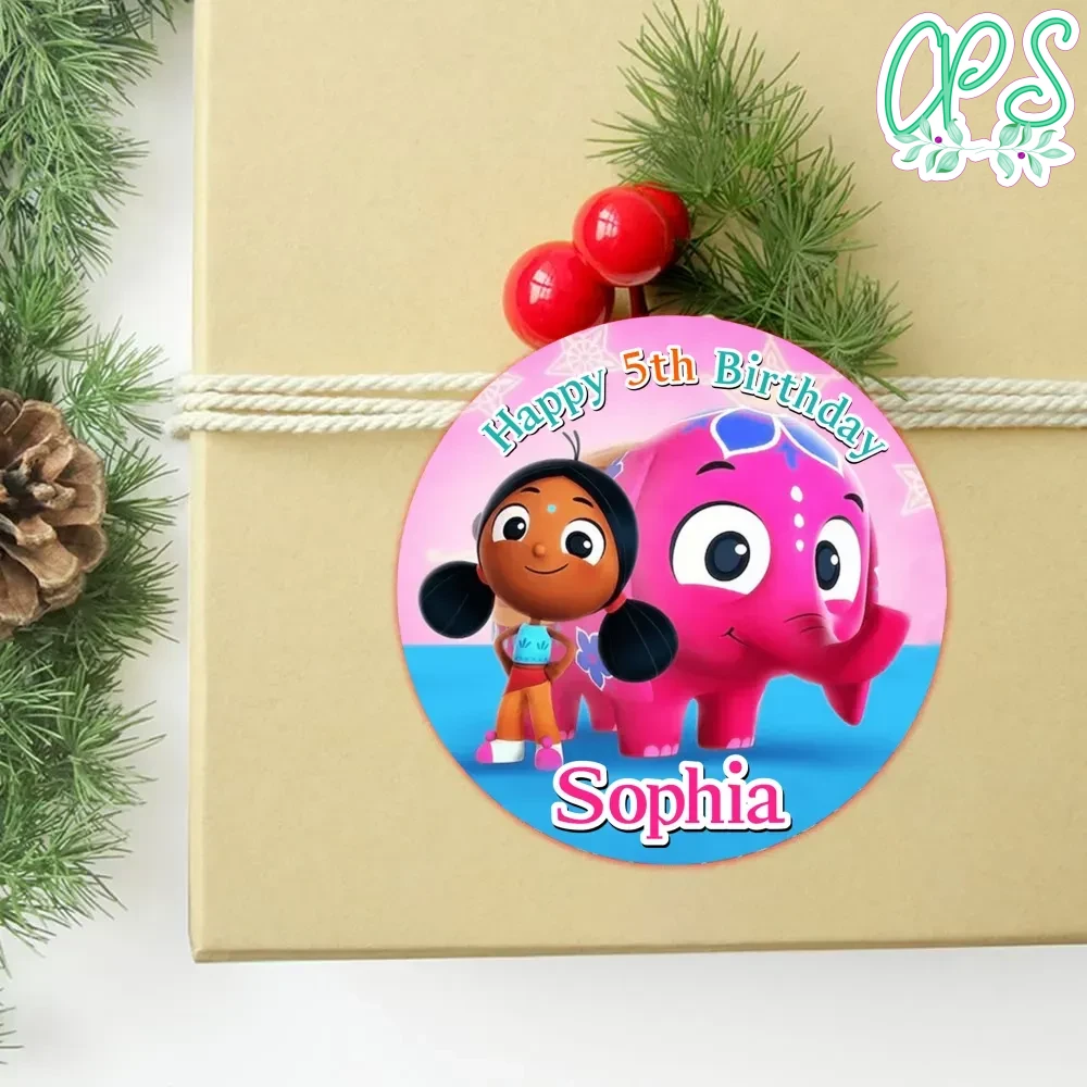 Deepa & Anoop Circle Sticker Template Customizable DIY | CustomPartyShirts