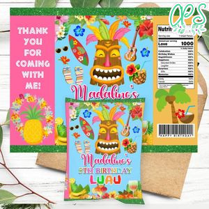 Luau Birthday Party Chip Bag Digital File Printable Instant Download