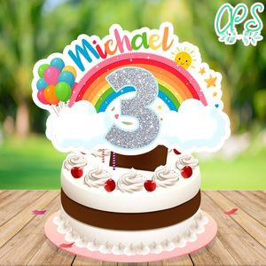 Rainbow Cake Topper Template Printable Instant Download