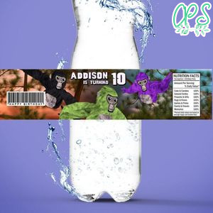 Gorilla Tag Birthday Water Bottle Label Template to Print at Home Instant Download