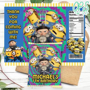 Minions the rise of Gru Birthday Chip Bag Digital File Printable Instant Download