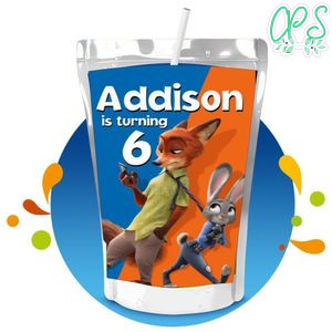 Zootopia Capri Sun Birthday Labels Digital File Printable Instant Download