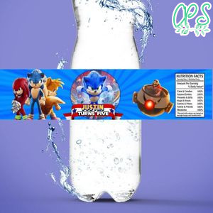 Sonic the Hedgehog 2 Birthday Water Bottle Label Template to Print at Home Instant Download