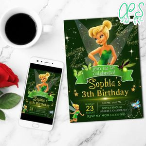Tinkerbell Invitation Customizable Template to Print at Home Instant Download