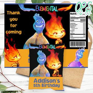 Elemental Pixar Birthday Chip Bag Digital File Printable Instant Download