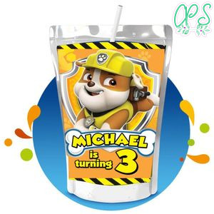 Rubble paw patrol Capri Sun Birthday Label Digital File Printable Instant Download