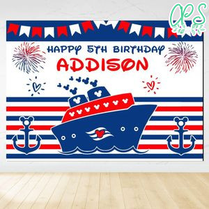 Disney Cruise Birthday Backdrop Digital File Template Instant Download